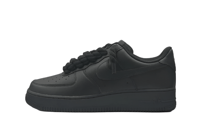 NIKE AIR FORCE 1 LOW 07 TRIPLE BLACK W/ BLACK ROPE LACES () - Rdrop