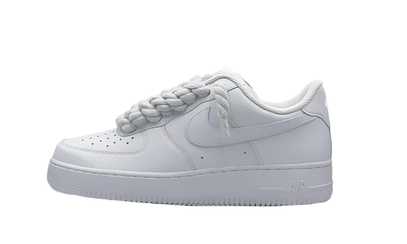 NIKE AIR FORCE 1 LOW 07 TRIPLE WHITE W/ WHITE ROPE LACES () - Rdrop