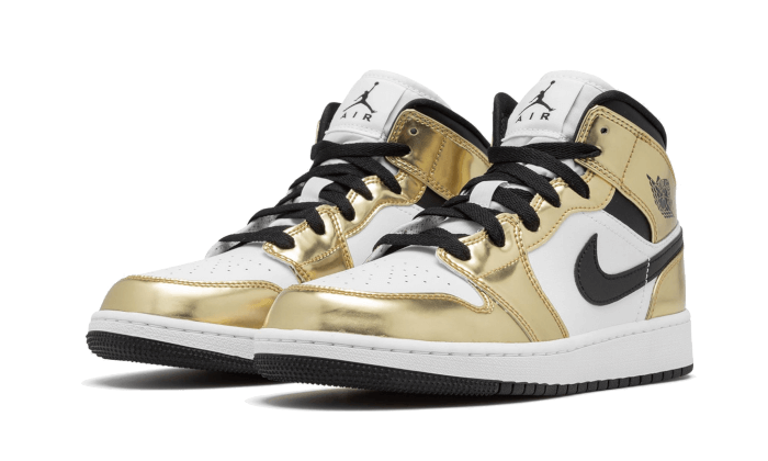 AIR JORDAN 1 MID WHITE METALLIC GOLD GS (DC1419-700) - Rdrop