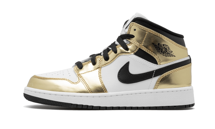 AIR JORDAN 1 MID WHITE METALLIC GOLD GS (DC1419-700) - Rdrop