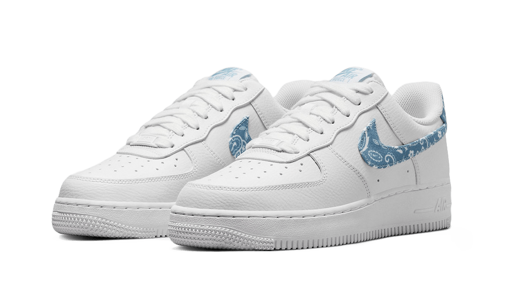 NIKE AIR FORCE 1 LOW '07 ESSENTIAL WHITE BLUE PAISLEY (DH4406-100) - Rdrop